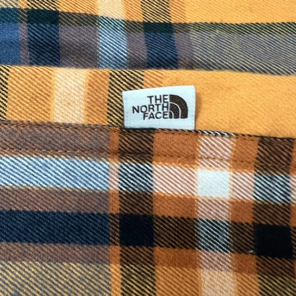 The North Face Orange and Blue Plaid Shirt
